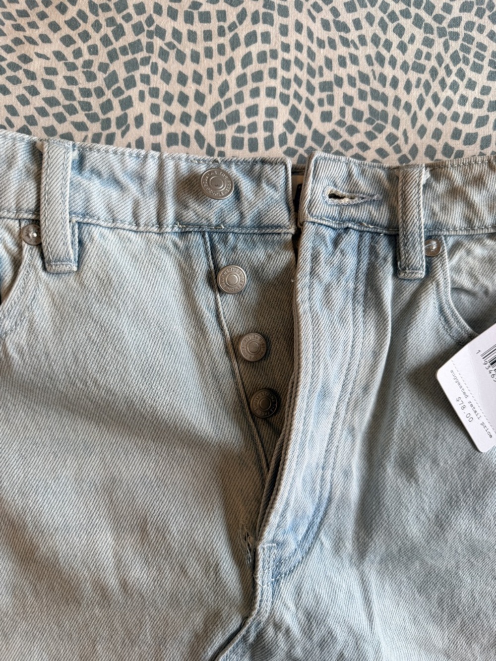 Free People | Pale Blue Raw-Hem Denim Mini‎ Skirt *FLAW* - Picture 11 of 14
